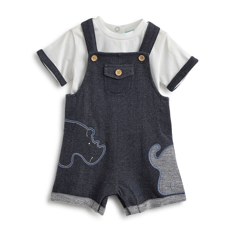 Boys Medium Blue T-shirt with Short Dungaree image number 0